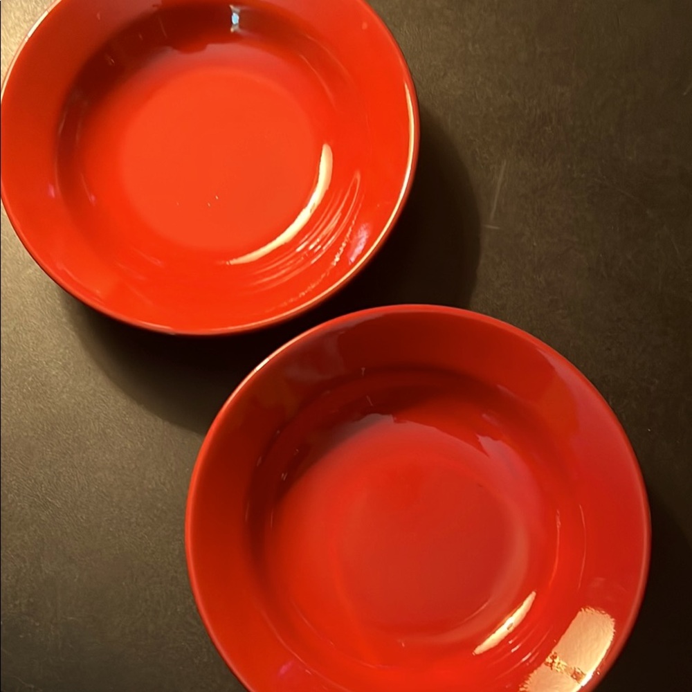 Vibrant Red Ceramic Dinnerware Plates (2)